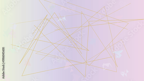 Golden metallic lines intersecting on a smooth light purple and white marble surface creating a modern abstract design with elegant minimalism