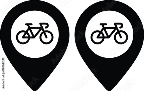 Two location pins indicating bicycle availability or bike sharing stations nearby.
