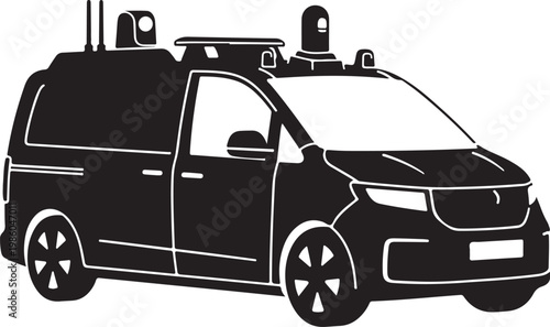 Black van, delivery van, cargo van, vehicle icon, silhouette, outline