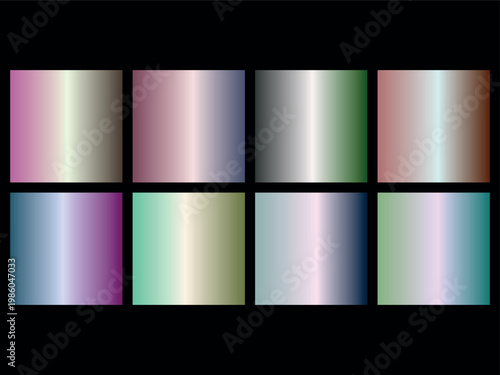 A collection of ten gradient color swatches on a with various hues
