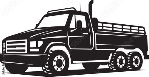 Black truck, vector truck, cargo truck, heavy duty vehicle, industrial transport