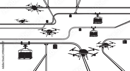 Drone icons, drone symbols, drone graphics, vector drones