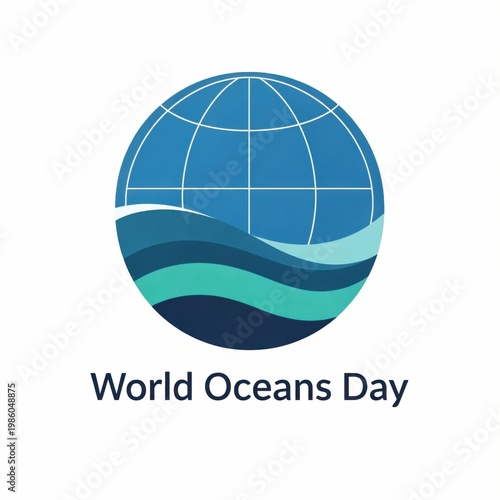 World Oceans Day globe with ocean waves