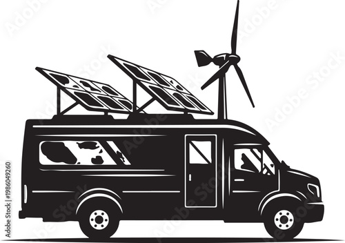 Eco friendly van, solar powered vehicle, renewable energy, sustainable transport