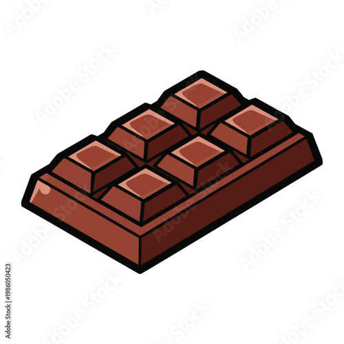 Isometric Cartoon Chocolate Bar Illustration Isolated on White Background