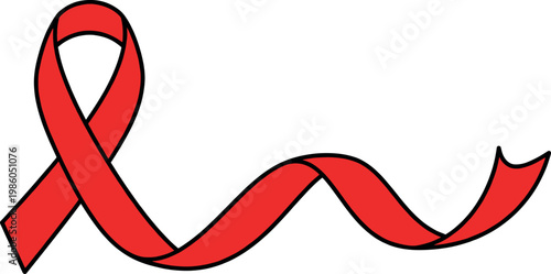 Red awareness ribbon symbol, vector illustration of a red ribbon representing hiv and aids awareness