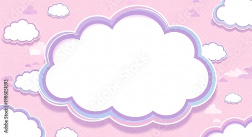 Cute pastel pink and purple cloud background with white fluffy clouds for kids nursery decor and whimsical design projects