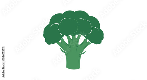 Simple green broccoli head vector illustration