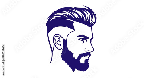 Stylish man profile illustration with modern haircut and beard