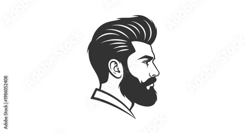 Stylish bearded man with modern haircut profile illustration