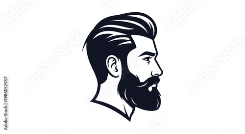 Stylized bearded man profile with modern haircut illustration