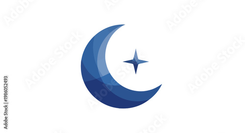 Free Download Stylized blue crescent moon and star logo symbol - GFXLoad