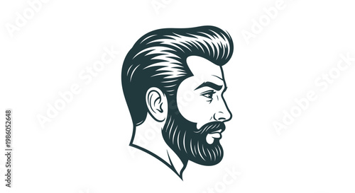 Stylized man head profile with beard and classic haircut