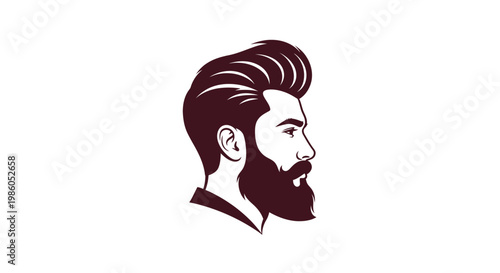 Stylized man profile with beard and pompadour hairstyle