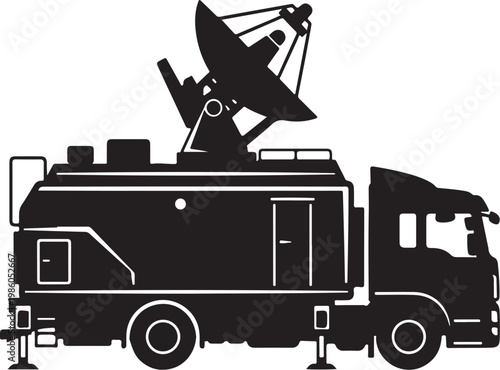 Satellite truck, broadcasting vehicle, news van, live streaming