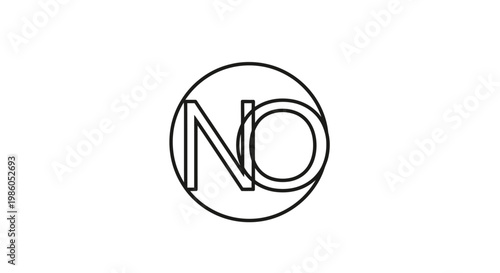 Stylized NO text in circle on black and white background