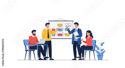 Business Meeting with Collaborative Teamwork and Data Presentation