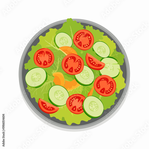 Eine frische Gourmet-Salat-Bowl aus der Vogelperspektive