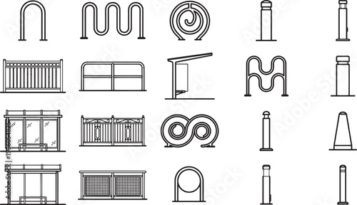 A diverse collection of public facility object graphic, showcase in this picture, from the functional elegance of the simple design to the artistic complexity of the elaborate elements.