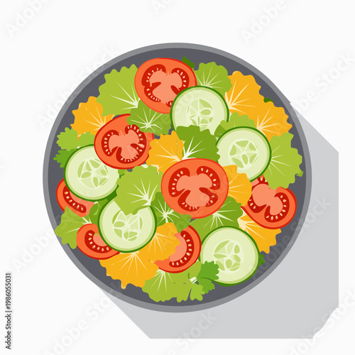 Eine frische Gourmet-Salat-Bowl aus der Vogelperspektive