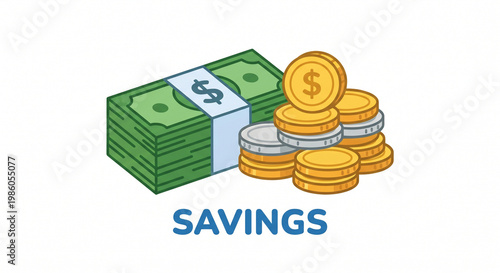 Savings Money Stack Cartoon Icon