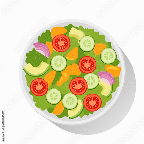 Eine frische Gourmet-Salat-Bowl aus der Vogelperspektive