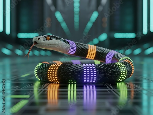 Snake with LED Display Scales Changing Colors