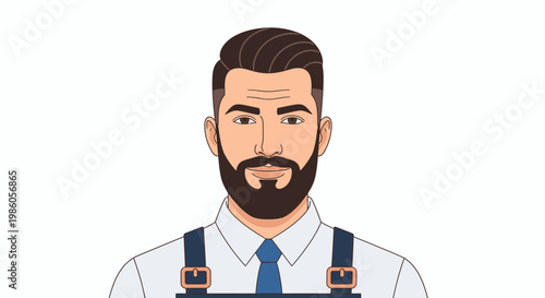 Confident man portrait with beard and stylish haircut in a white background