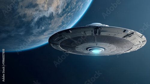 Sci-Fi Galaxy Scene with Aliens and Advanced Space Technology