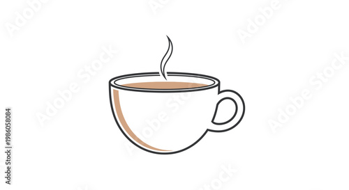 Steaming hot coffee cup icon on white background