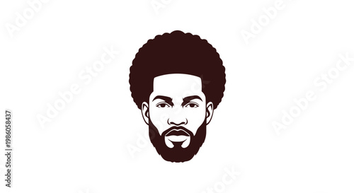 Stylized portrait of a Black man with afro and beard