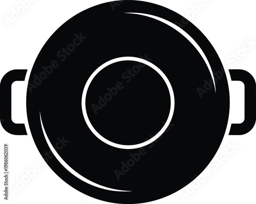 black pot with handles on white background