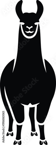 Llama silhouette standing alone on transparent background