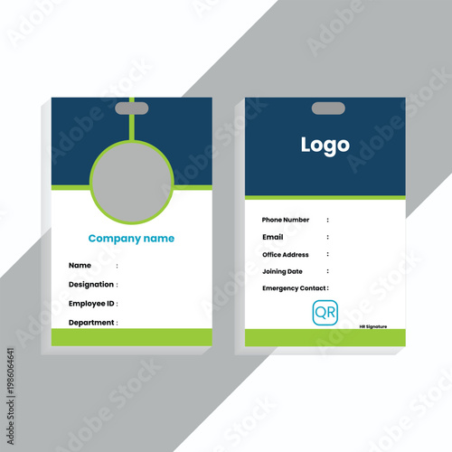 Modern Business & School ID Card Design Template – Professional Corporate Identity Badge, Student ID Card Layout, Clean & Minimal Style,  Vector File, Company id card, id card, id card