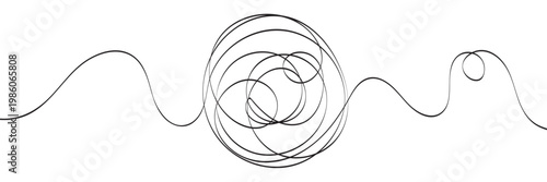 Hand-drawn scribbles of tangled intertwined lines in different shapes and size. editable line. adjusta ble stroke width on white background.