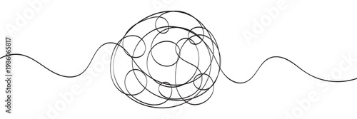 Hand-drawn scribbles of tangled intertwined lines in different shapes and size. editable line. adjusta ble stroke width on white background.