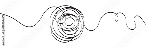 Hand-drawn scribbles of tangled intertwined lines in different shapes and size. editable line. adjusta ble stroke width on white background.