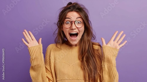 A humorous expression from a bespectacled woman