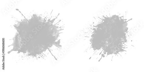 Gray paint splatters on transparent background for creative design elements