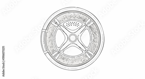 Top-down view of a washing machine drum with textured interior