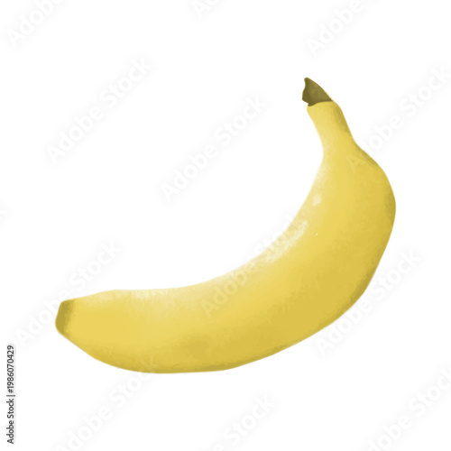 A clean and vibrant digital illustration of a single ripe yellow banana. 