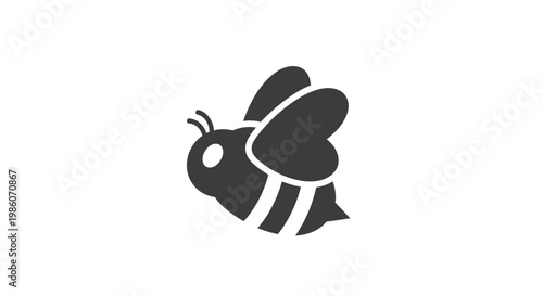Black and white bee icon graphic.