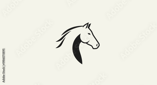 Black and white horse head profile.