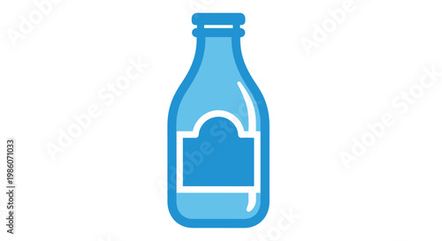 Blue glass milk bottle icon.