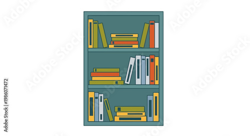 Colorful books on a shelf.