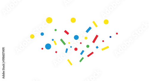 Colorful confetti pieces flying high.