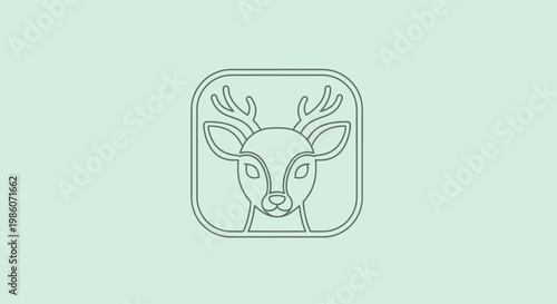 Deer Head Line Art Illustration.