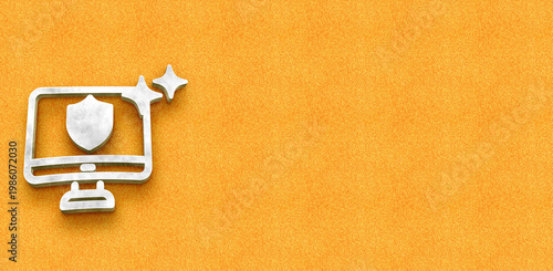 Cyber Security Concept with Desktop Monitor and Shield Symbol