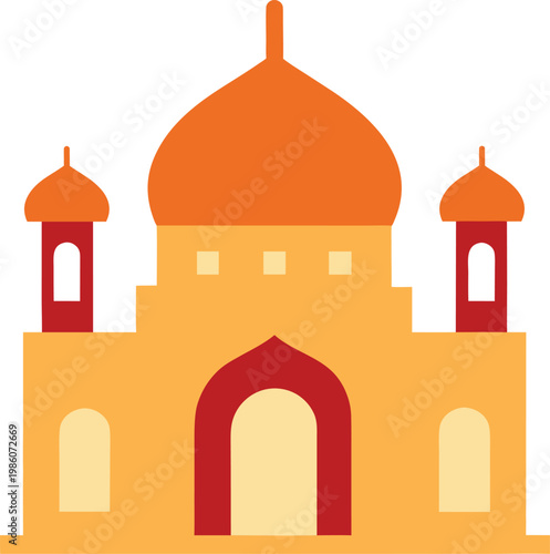 Colorful Taj Mahal Inspired Landmark Icon Illustration