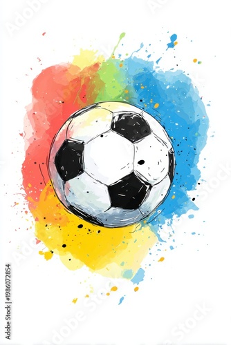 Vibrant watercolor football design captures the spirit of the upcoming World Cup 2026.
